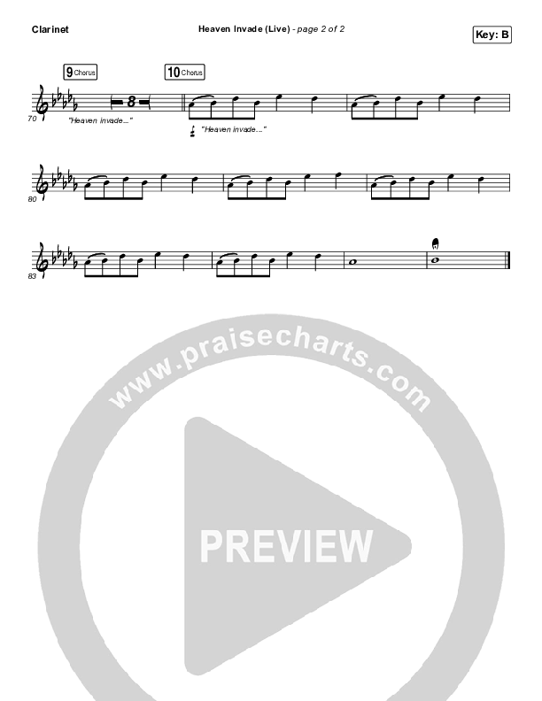 Heaven Invade (Live) Clarinet (Kari Jobe)