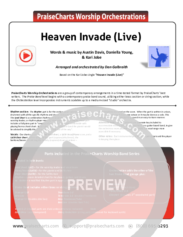 Heaven Invade (Live) Cover Sheet (Kari Jobe)