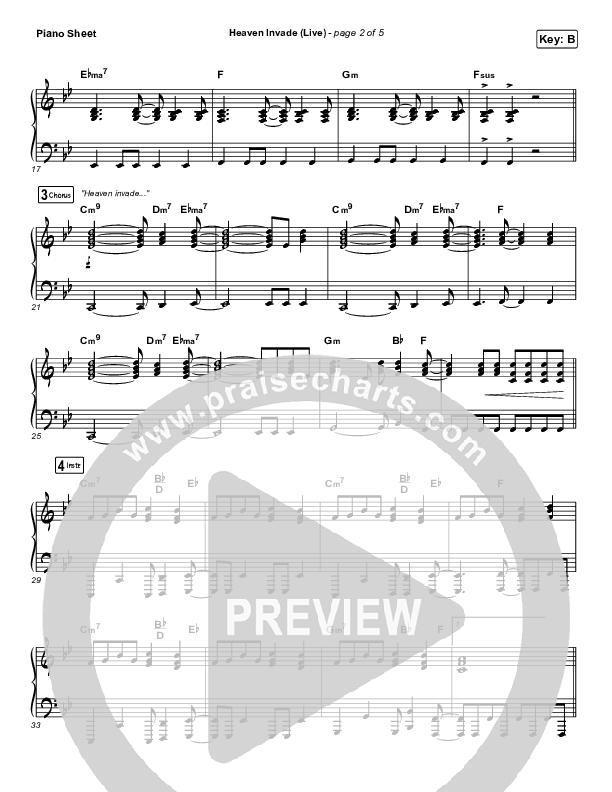 Heaven Invade (Live) Piano Sheet (Kari Jobe)