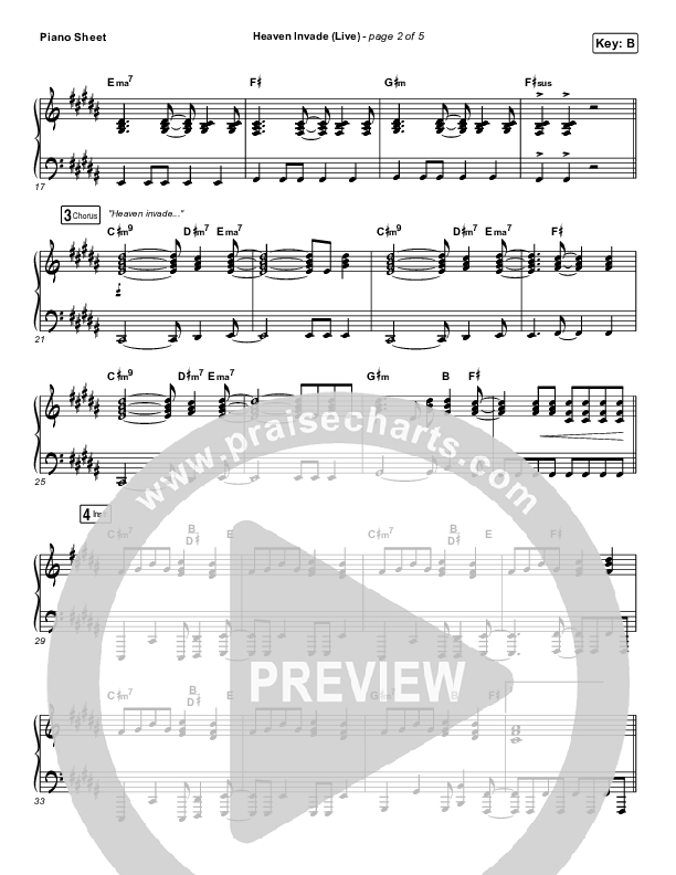 Heaven Invade (Live) Piano Sheet (Kari Jobe)