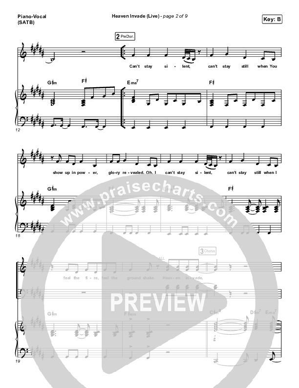 Heaven Invade (Live) Piano/Vocal (SATB) (Kari Jobe)