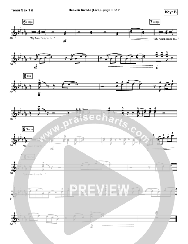 Heaven Invade (Live) Tenor Sax 1/2 (Kari Jobe)