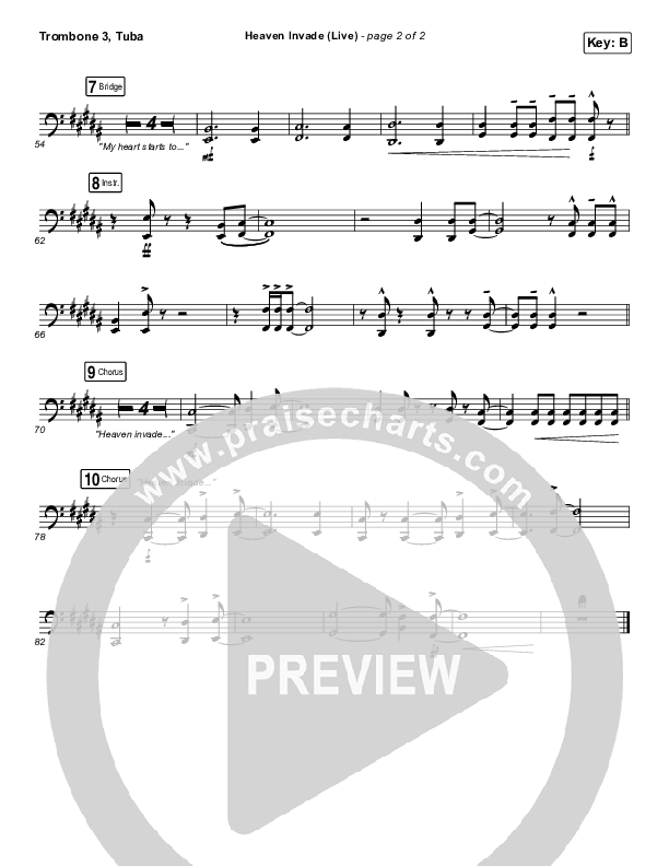 Heaven Invade (Live) Trombone 3/Tuba (Kari Jobe)