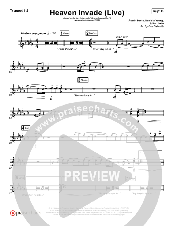 Heaven Invade (Live) Trumpet 1,2 (Kari Jobe)