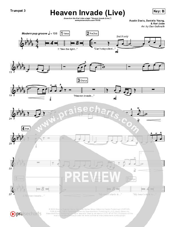 Heaven Invade (Live) Trumpet 3 (Kari Jobe)