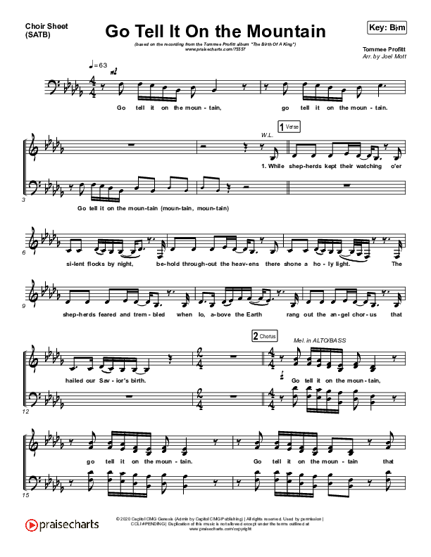Go Tell It On The Mountain Choir Sheet (SATB) (Tommee Profitt / Crowder)