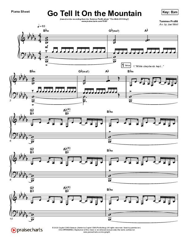 Go Tell It On The Mountain Piano Sheet (Tommee Profitt / Crowder)