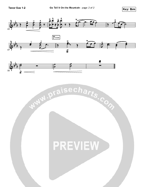 Go Tell It On The Mountain Tenor Sax 1/2 (Tommee Profitt / Crowder)