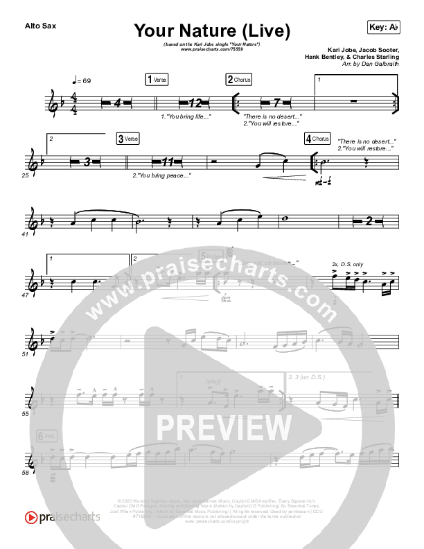 Your Nature (Live) Alto Sax (Kari Jobe)