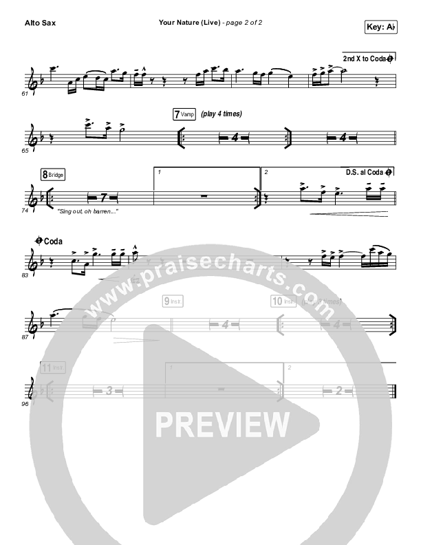 Your Nature (Live) Alto Sax (Kari Jobe)