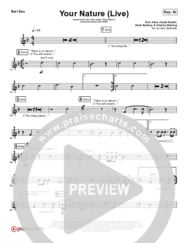 Your Nature (Live) Bari Sax (Kari Jobe)