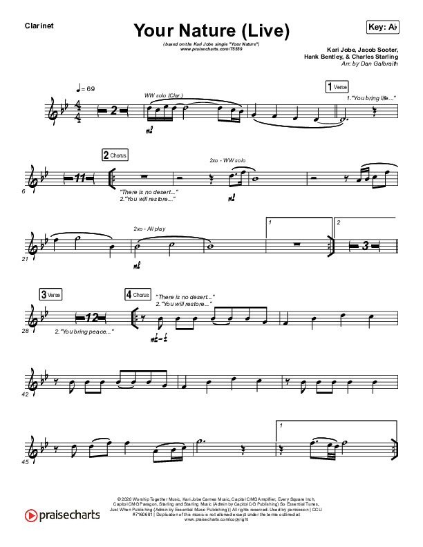 Your Nature (Live) Clarinet (Kari Jobe)