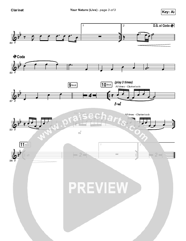 Your Nature (Live) Clarinet (Kari Jobe)