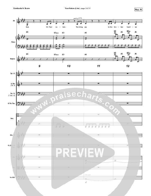 Your Nature (Live) Conductor's Score (Kari Jobe)