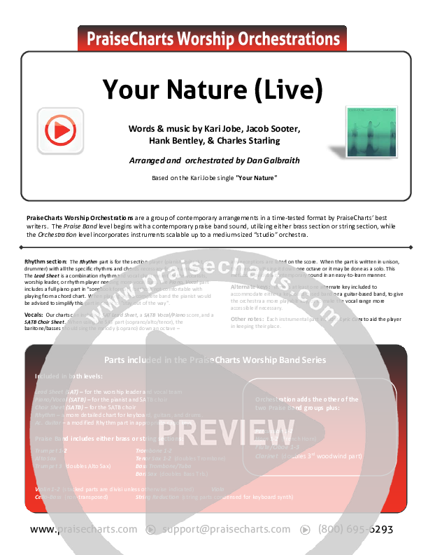 Your Nature (Live) Cover Sheet (Kari Jobe)