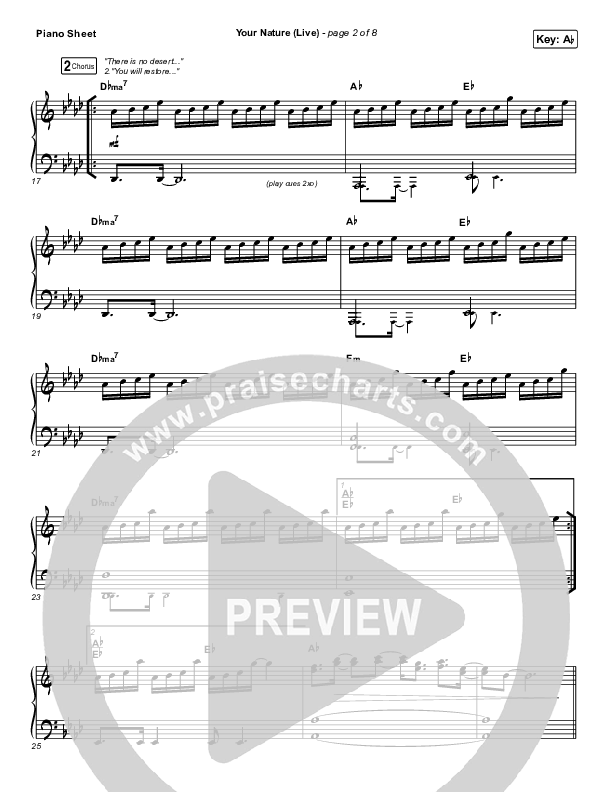 Your Nature (Live) Piano Sheet (Kari Jobe)