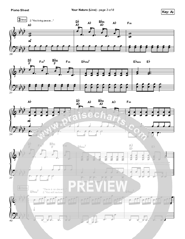 Your Nature (Live) Piano Sheet (Kari Jobe)