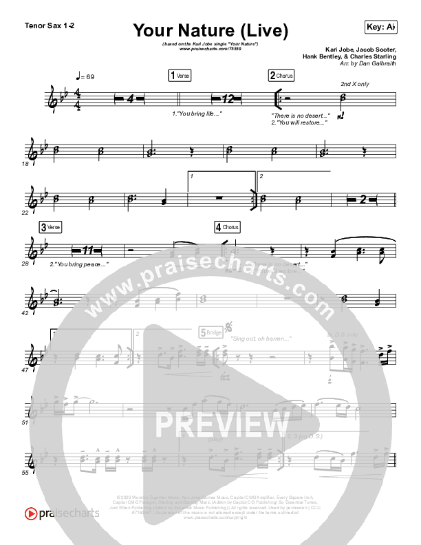 Your Nature (Live) Tenor Sax 1/2 (Kari Jobe)