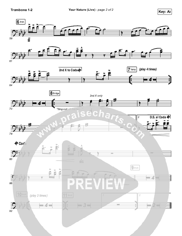 Your Nature (Live) Trombone 1/2 (Kari Jobe)
