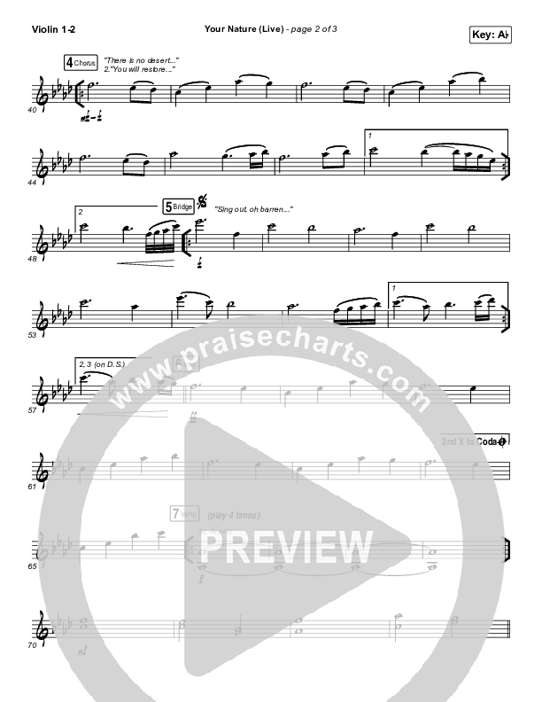 Your Nature (Live) Violin 1/2 (Kari Jobe)