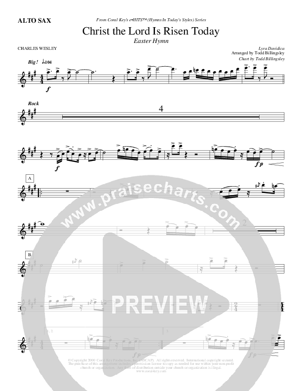 Christ The Lord Is Risen Today Alto Sax (Todd Billingsley)