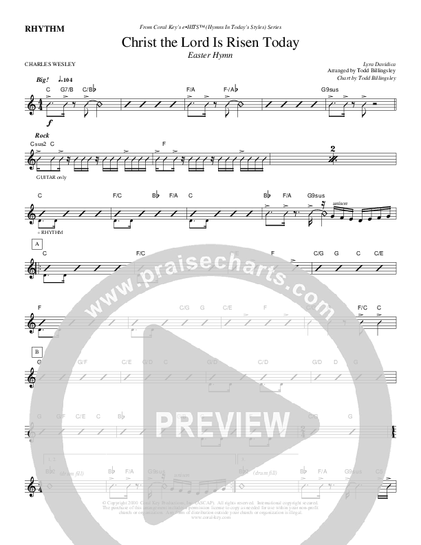 Christ The Lord Is Risen Today Rhythm Chart (Todd Billingsley)