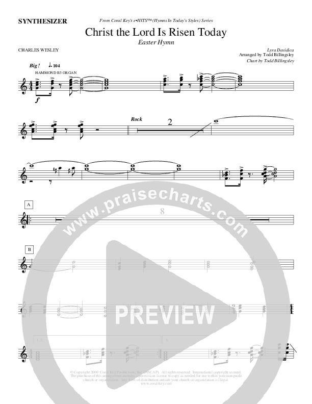 Christ The Lord Is Risen Today Synth (Todd Billingsley)