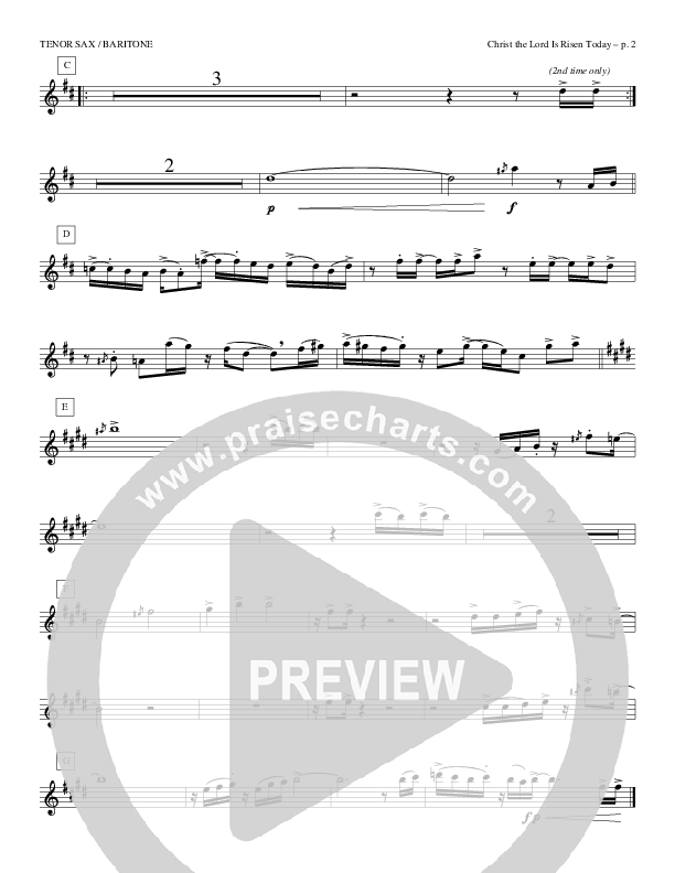 Christ The Lord Is Risen Today Tenor Sax/Baritone T.C. (Todd Billingsley)
