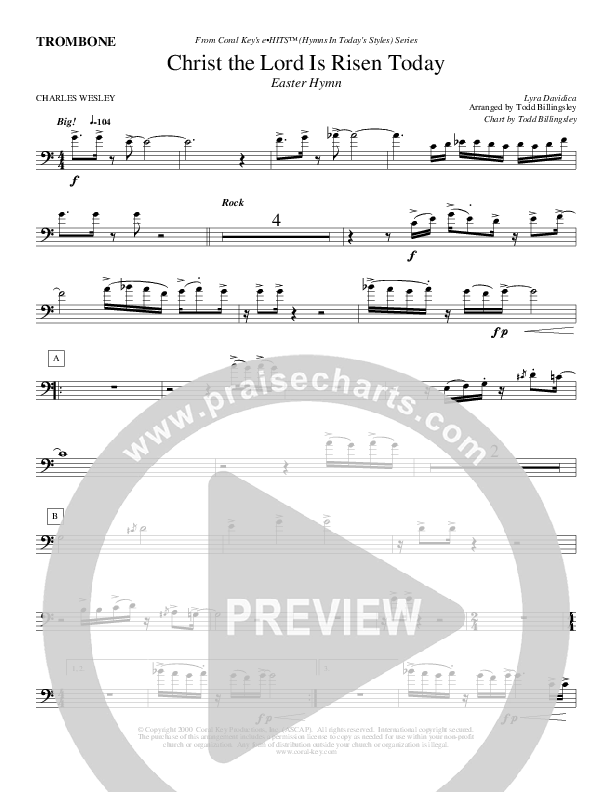 Christ The Lord Is Risen Today Trombone (Todd Billingsley)