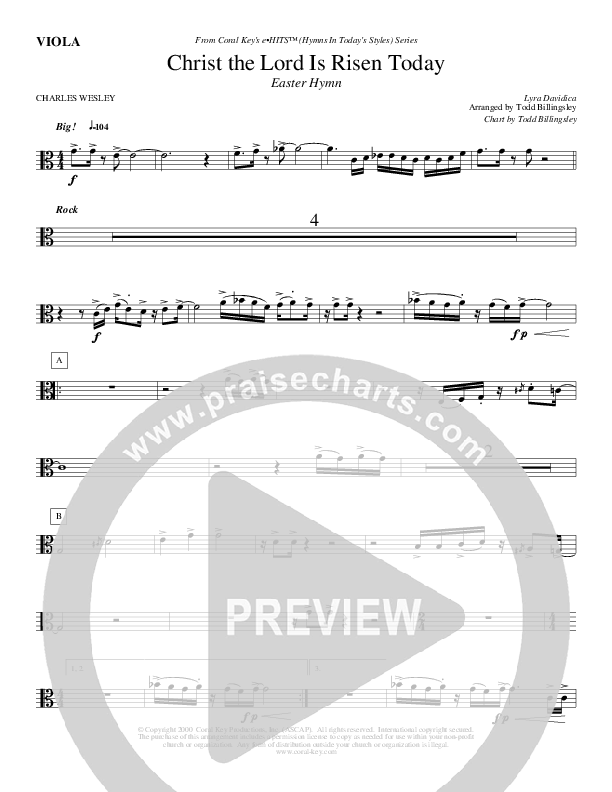 Christ The Lord Is Risen Today Viola (Todd Billingsley)