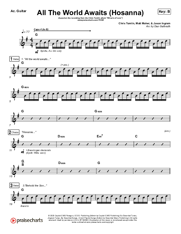 All The World Awaits (Hosanna) Acoustic Guitar (Chris Tomlin)