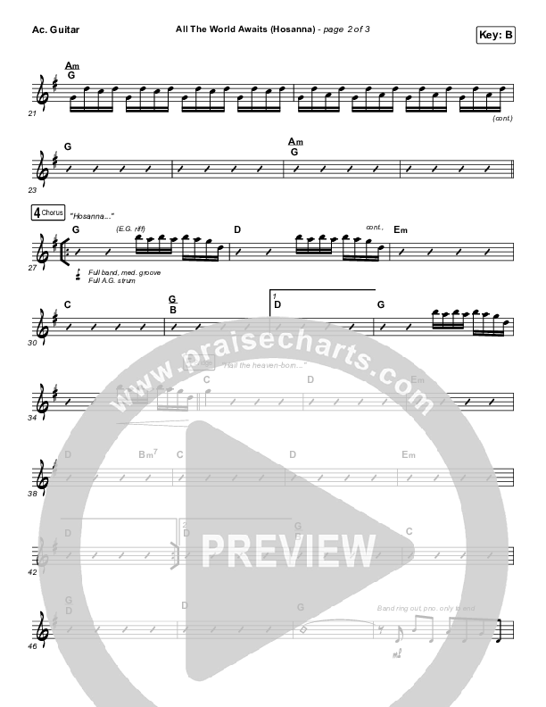 All The World Awaits (Hosanna) Acoustic Guitar (Chris Tomlin)