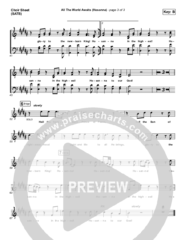 All The World Awaits (Hosanna) Choir Vocals (SATB) (Chris Tomlin)