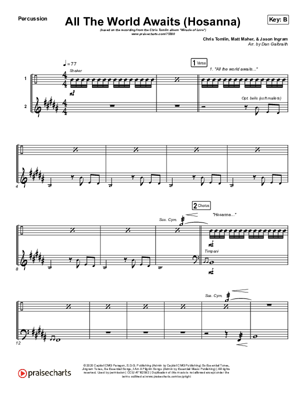 All The World Awaits (Hosanna) Percussion (Chris Tomlin)