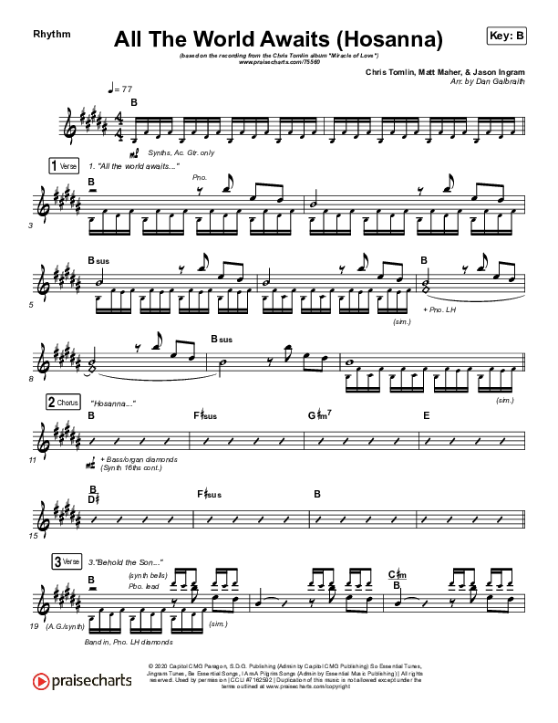 All The World Awaits (Hosanna) Rhythm Chart (Chris Tomlin)