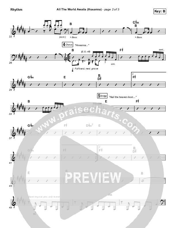 All The World Awaits (Hosanna) Rhythm Chart (Chris Tomlin)