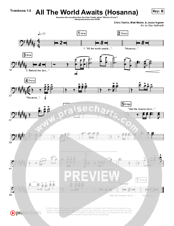 All The World Awaits (Hosanna) Trombone 1/2 (Chris Tomlin)
