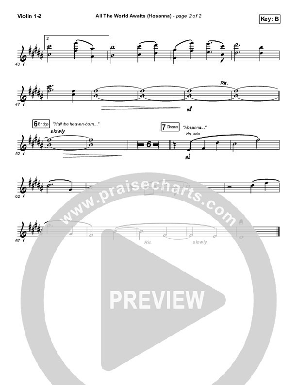 All The World Awaits (Hosanna) Violin 1/2 (Chris Tomlin)