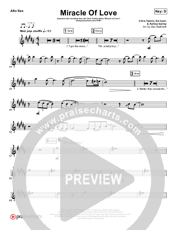 Miracle Of Love Alto Sax (Chris Tomlin)