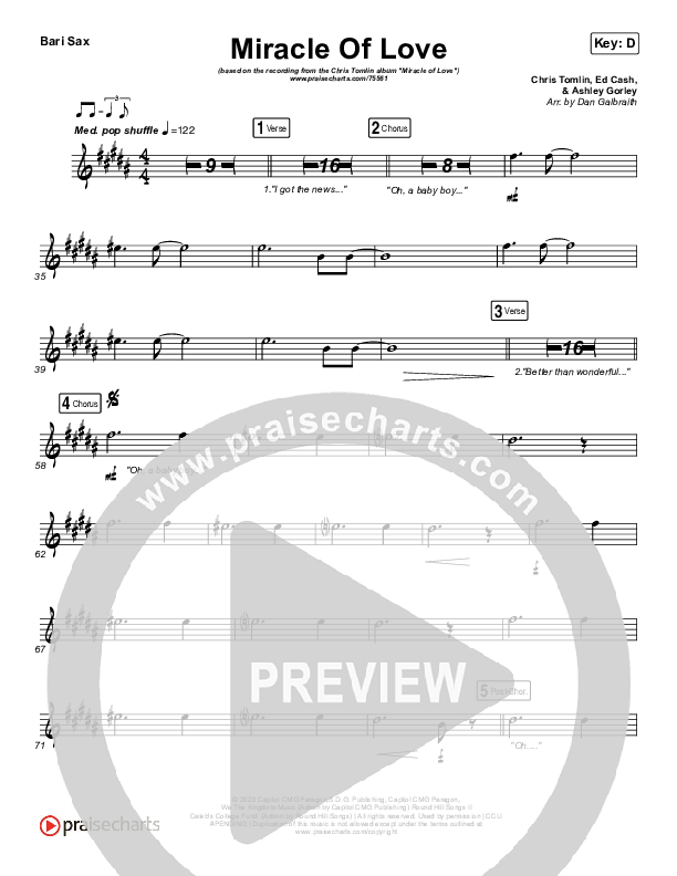 Miracle Of Love Bari Sax (Chris Tomlin)