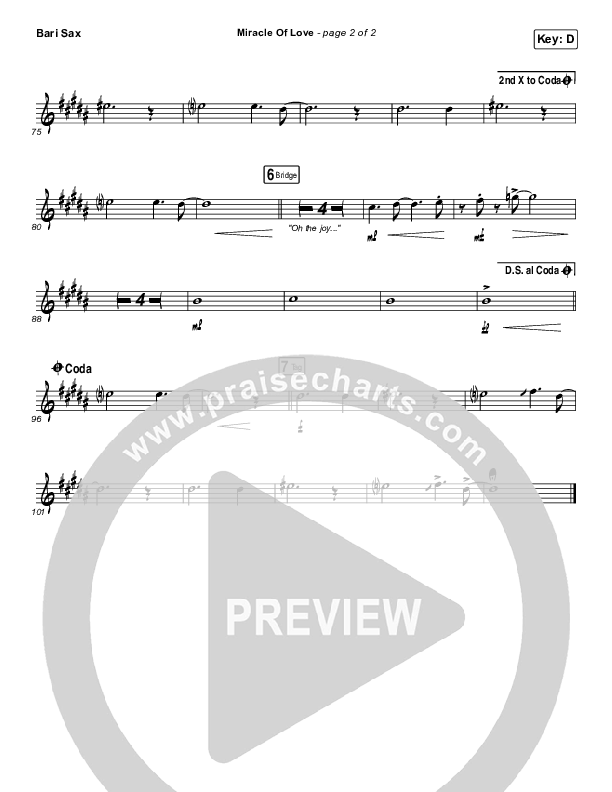 Miracle Of Love Bari Sax (Chris Tomlin)