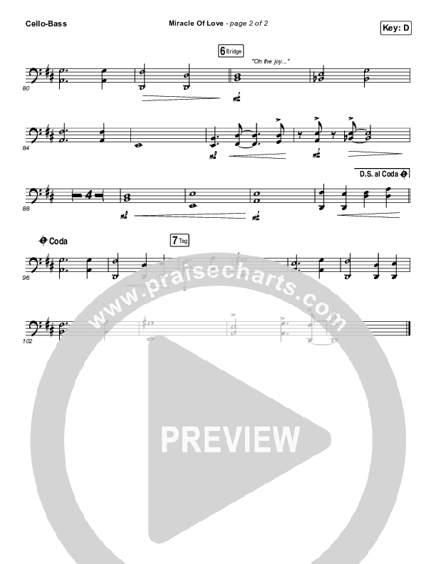 Miracle Of Love Cello/Bass (Chris Tomlin)