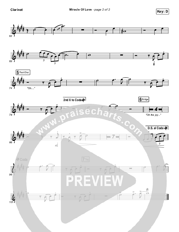 Miracle Of Love Clarinet (Chris Tomlin)