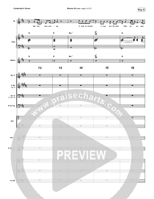 Miracle Of Love Conductor's Score (Chris Tomlin)