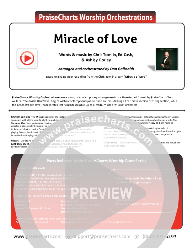 Miracle Of Love Cover Sheet (Chris Tomlin)