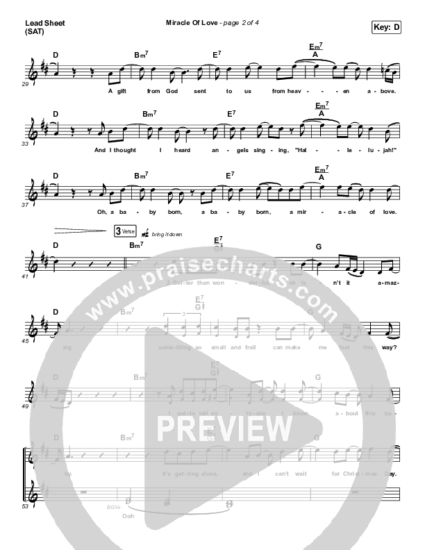 Miracle Of Love Lead Sheet (SAT) (Chris Tomlin)