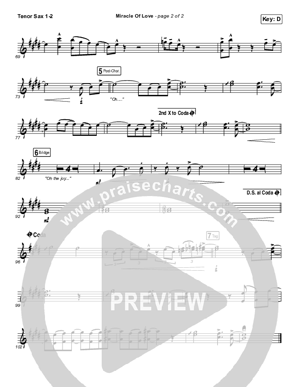 Miracle Of Love Tenor Sax 1/2 (Chris Tomlin)