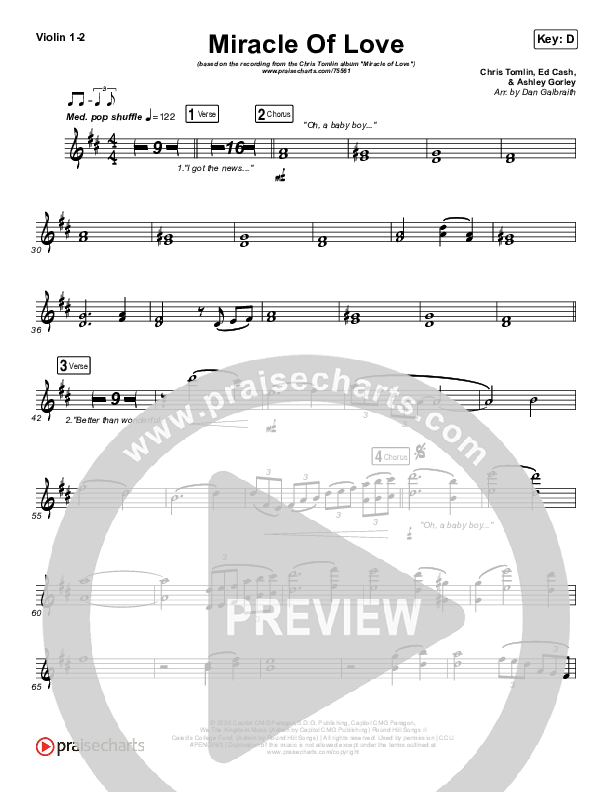 Miracle Of Love Violin 1/2 (Chris Tomlin)