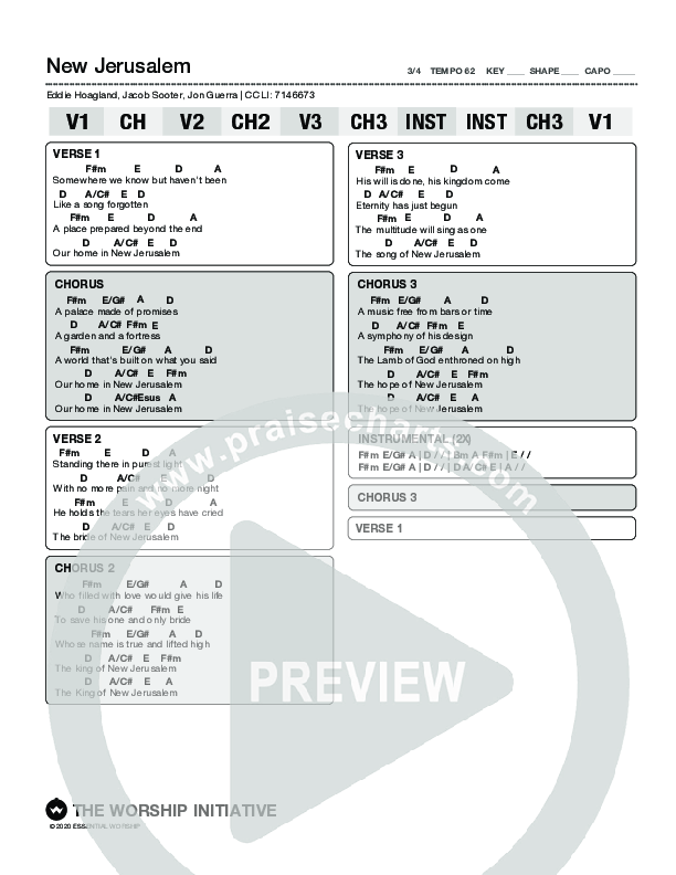 New Jerusalem Chord Chart (Shane & Shane/The Worship Initiative)