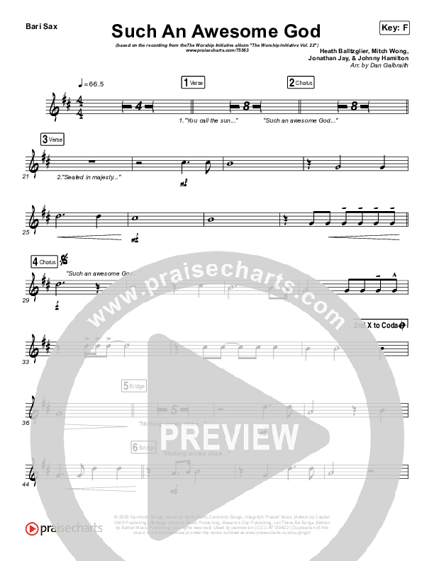 Such An Awesome God Bari Sax (Shane & Shane/The Worship Initiative / Dinah Wright / Davy Flowers)